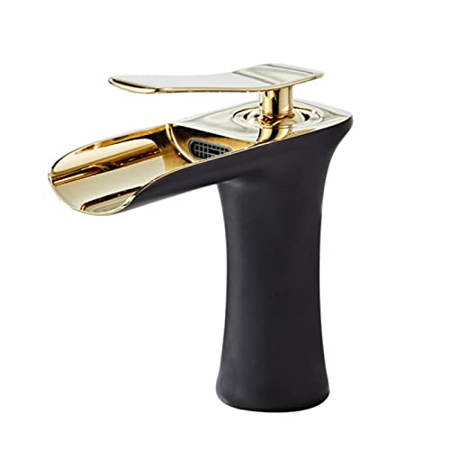 Mitigeur de salle de bain cascade noir et robinet lavabo haut - 2