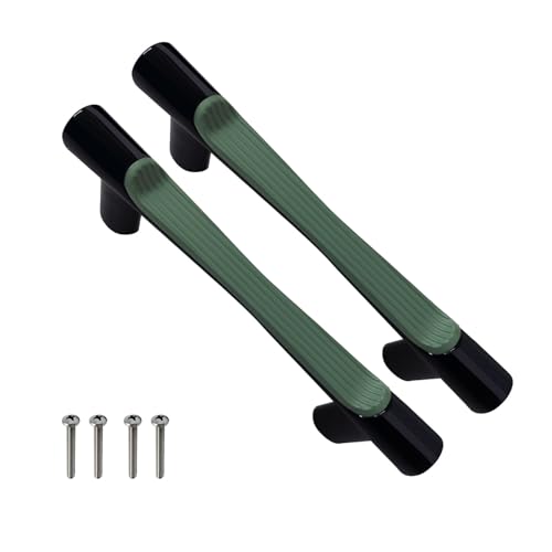 Image of VOLO Wardrobe Cabinet Handle - Sleek Pull Handle for Drawers, Wardrobes, Sliding Doors, and Cabinets in Kitchen, Bedroom, and Office (R-241) (2, Green, 96MM (4 Inch))