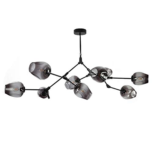 LRUII E27 Sputnik Chandelier Modern Chandelier Mid Century During Lighting Adjustable Ceiling Light Fixture for y Bar Kitchen Dining Room-Gradient Smoke Gray lampshade 9 Head