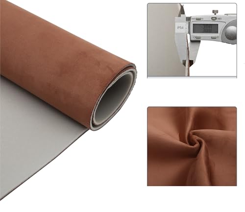 Tissu ciel de toit voiture daim marron 215x152cm doublé mousse de protection - 4
