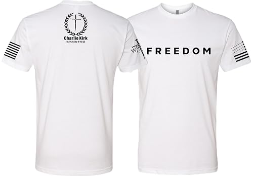 Warrior USA Charlie Kirk Freedom Memorial T-Shirt, Screen Printed in St. Louis Mo- Form Fitting Style Shirt