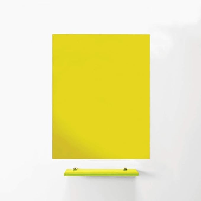 MagniPlan Magnetic Glass Wipe Board for Office, Meeting Room, Classroom, Home Office, Playroom and Bedroom - 900mm x 600mm - Yellow