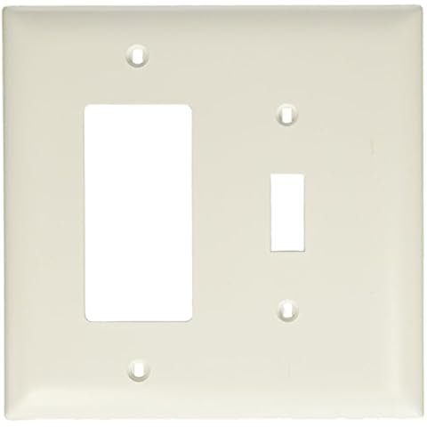 Legrand Pass & Seymour TPJ126W Trademaster Jumbo Oversized Unbreakable Nylon Wall Plate, 2 Gang, Combination One Toggle and One Decorator Rocker GFCI Cover, White (1 Count) Cover