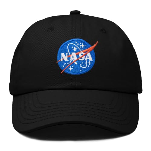 DALIX NASA Hat Black Adjustable Dad Hat Embroidered Logo Baseball Cap Cotton Low Profile
