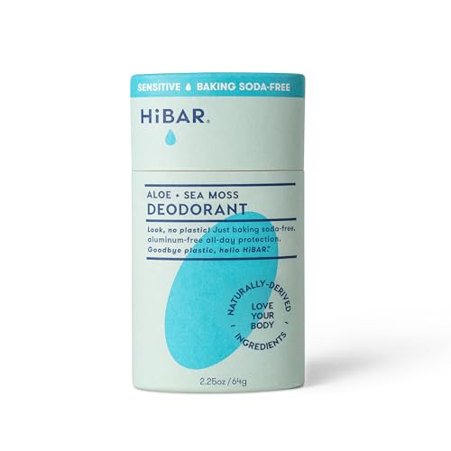 HiBAR Sensitive Deodorant with Sea Moss & Aloe - Gentle on Skin, Neutralizes Odor, Absorbs Moisture, Smooth Application, Long-Lasting Protection, Aluminum & Paraben Free