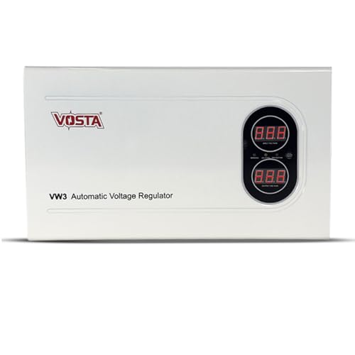 Image of Vosta VW3 3KVA Voltage Stabilizer for AC 1.5 Ton, Treadmill, TV and Other Home Appliances Comes with Copper Toroidal Coil, 4 Relays, Metal Body, Input 140V~260V Output 220V 1Year Warranty, LED Display