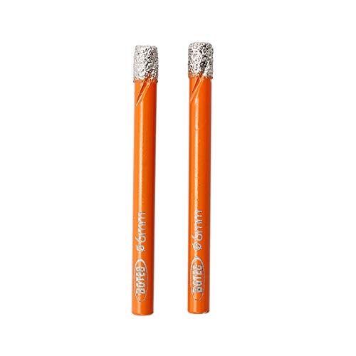 BGTEC Brocas de Perforación de Diamante Soldado con Vástago Redondo para Baldosas de Porcelana, Mármol, Cerámica, Ladrillo, 2 piezas, 6 mm