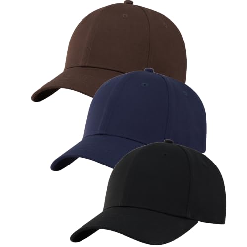 Image of 3 Pack Plain Cotton Strapback Baseball Hat Adjustable Low Profile Blank Team Ball Caps for Men Women