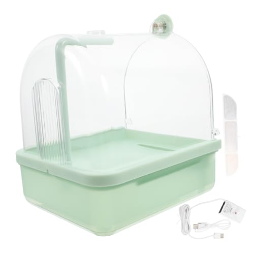 MERRYHAPY Parrot Automatic Bathtub Bird Cage Indoor Heater Bird Parrot Bird House Hamster Cage Parakeet Bath for Inside Cage Bird Bath for Cage with Pump Bird Nest Light Green