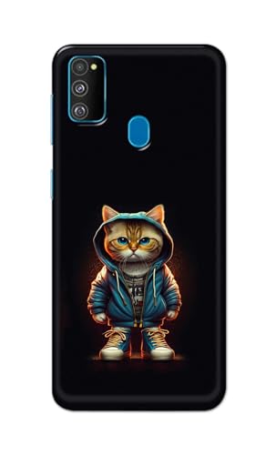 Image of PRINTFIDAA Printed Hard Back Cover Case for Samsung Galaxy M30s | Samsung Galaxy M21 | Samsung M21 2021 Edition Back Cover (Hipster Cat) -112