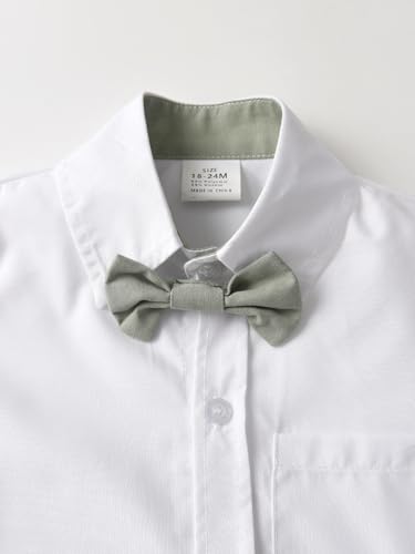 Boarnseorl Baby Boys Pants Sets,Toddler Gentleman Outfits, Infant Long Sleeve Shirt + Pants + Bow Tie + Suspenders2
