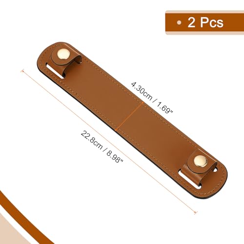 Image of uxcell 2 Pcs 8.98x1.69 Inch Leather Shoulder Strap Pad, Detachable Non-Slip Strap Covers for Tote Bags Backpacks Handbags, Khaki Brown