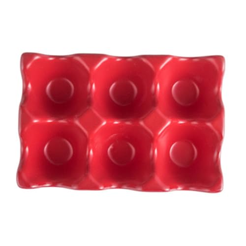 6グリッド線セラミック卵ホルダー 防滑冷蔵庫用卵収納ボックス レッド キッチンでの整理整頓に 衝撃吸収機能付き おしゃれなデザイ