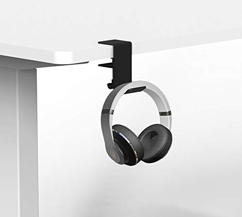 Navodesk Premium Quality Desk Accessory Clamp, Headphone Clamp, Headphone Stand, Headphone Holder, Under Desk Space Saving Mount, Universal Fit All Headphones, Bags, etc - Black