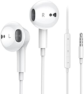 Kimwood Headphones Wired, Earphones Hi-Res In Ear Headphones with Microphone, Powerful Bass and Noise Isolating Wired Earbuds Compatible with iPhone, iPad, Android, Computer Most with 3.5mm Jack