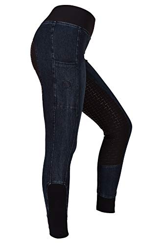 Preisvergleich Produktbild RIDERS CHOICE Damen Jeansreitleggings mit Silikonvollbesatz und Handytasche - RidersDeal Collection für Reiter, Gr. 36