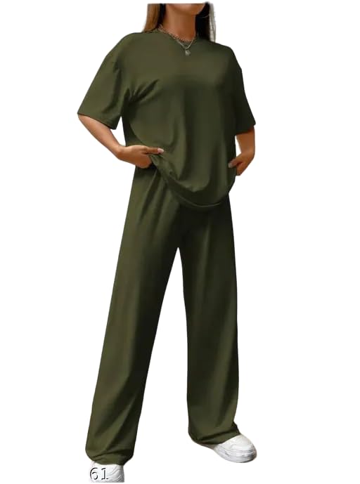 my swag Women's 2 Piece Outfits Co-Ords Sets Casual Short Sleeve Round Neck T-Shirts and Pants Summer Cods Set for Women & Girls-picture-12
