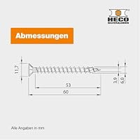 HECO-TOPIX-plus Holzbauschraube 6 x 60, Senkkopf mit Frästaschen, HECO-Drive, HD-30, variables Vollgewinde, verzinkt blau, A3K, 200 Stück – Ansicht 2