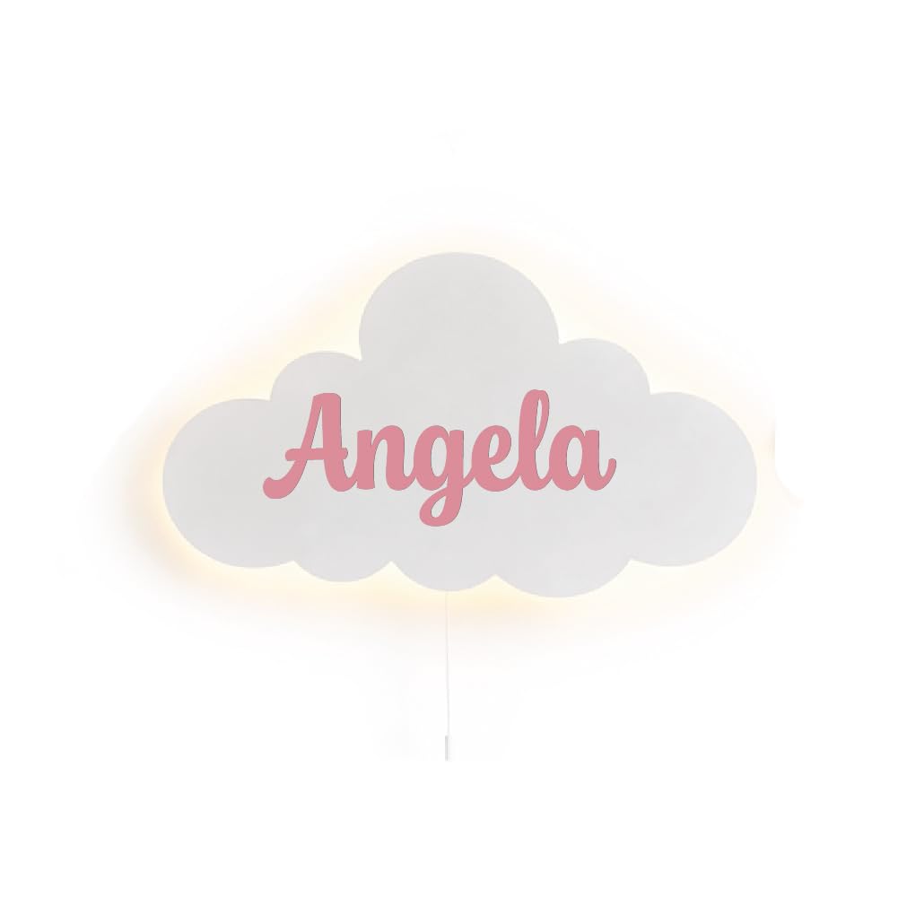 Generico Applique a nuvola bianca LED Bianchi Caldi a batteria a Pile Luce Notturna per Camerette dei Bambini Arredo Interni,lampada personalizzata con nome