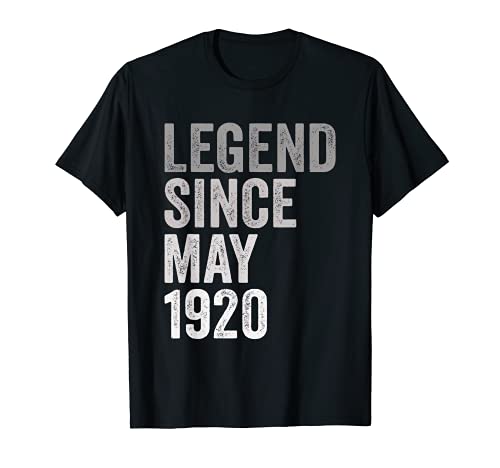 Leyenda desde Mayo de 1920 Nacido Mayo de 1920 Cumpleaños Camiseta
