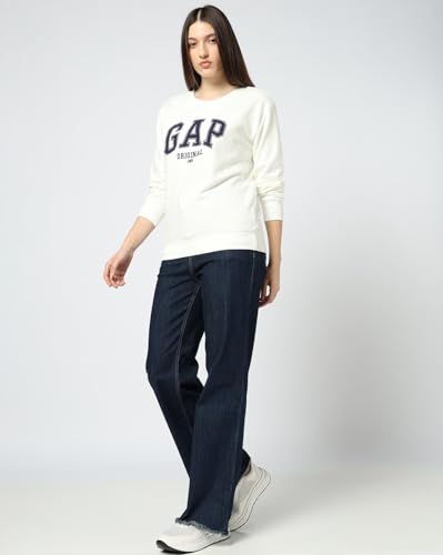 Image of Women's Embroidered Relaxed Crew Regular Sweatshirt, Black, XS