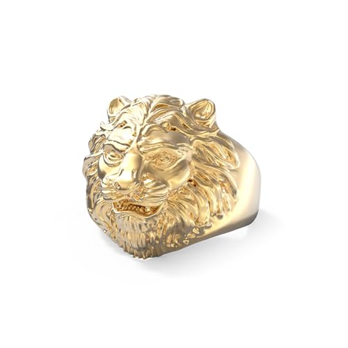 GUESS LION KING JUMR01307JWYG Bague homme en acier inoxydable doré tête lion, Taille unique,...