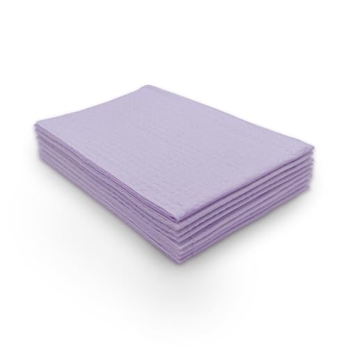 TIDI 917487 Choice Disposable Dental Bib, Purple, 13 x 18 in, 125 Count | 3-layer disposable dental bib with poly backing helps prevent leak-through and protects patients, equipment and work surfaces