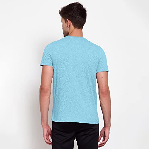 Image of sporto Marvel Logo Print Aqua Jasper Cotton T-Shirt for Men