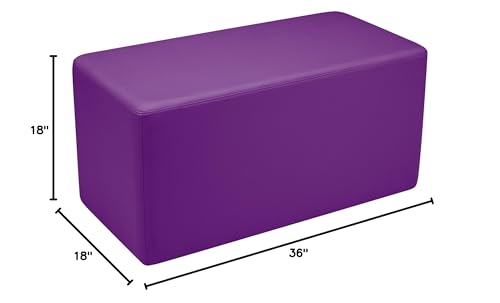 Image of Sprogs 18 inch H Structured Rectangle Stool -Flexible Modular Collaborative Soft Seating for Office, Home, Lounge and School Classrooms with Durable Frame -Purple