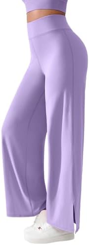 BRXL Wide Leg Yoga Pants for Women Palazzo High Waist Straight Leg Side Slit Back Pocket Buttery Soft Lounge Pants