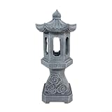 Zen Gartenlaterne Solar Pagode Licht Outdoor Asiatische Dekoration Harz Stein Lampe Japanische Innenhof Ornament Terrasse Solar Statue Wetterfest Grau Buddha Landschaft Stadt Lichter