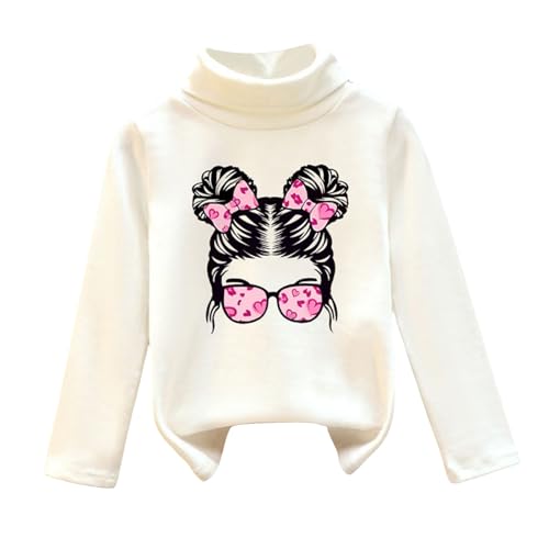 BILIKEYU Girls Fall Winter Sweaters Cute Graphic Turtleneck Long Sleeve Knit Pullover Tops for 1 to 7 Years