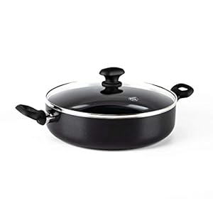 GreenChef Diamond Gezonde Keramische Anti-aanbak 28 cm/ 4,3 liter Sauteerpan met Deksel en 2 Zijgrepen, Koekenpan, PFAS-Vrij, Geschikt voor Inductie, Ovenbestendig tot 160˚C, Zwart