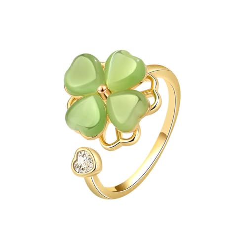 回転クローバーリング 不安を和らげるリング フィジェット不安リング 調節可能なオープンリング ストレス解消 オシャレ 回転リング 四つ葉 指輪 幸運 グッズ レディース メンズ 心配リング 不安 ストレス解消リングのサムネイル