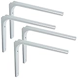 Sayayo Shelf Bracket Corner Brace Angle Bracket Shelf Support Wall Hanging 300mm*250mm, Metal Bright White Finished, 4 Pcs, EJR300W-4P