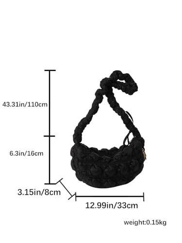 Image of Crescent Bag Puffer Tote Bag for Women Quilted Shoulder Bags Puffy Purse Handbag Winter Down Padding Purse
