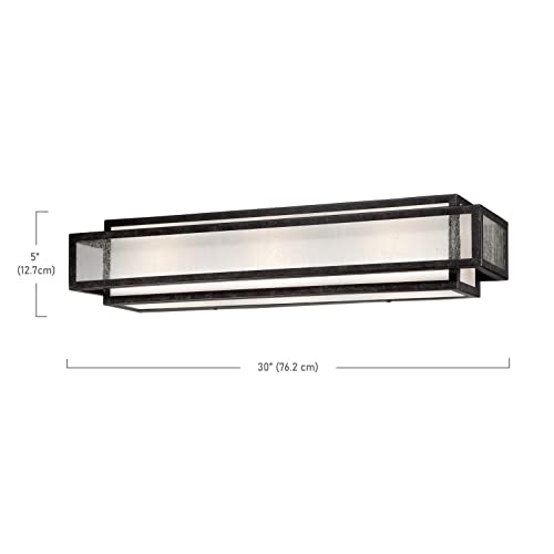 Minka Lavery Wall Light Fixtures 4874-283 Camden Square Glass Wall Bath Vanity Lighting, 4 Light, 400 Watts, Aged Charcoal