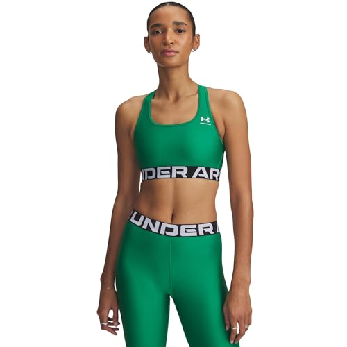 Under Armour Womens HeatGear Authentics Mid Impact Branded Sports Bra
