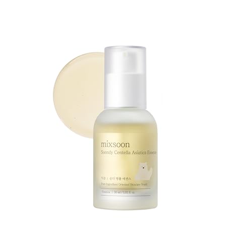 mixsoon Soondy Centella Asiatica Essence-Soothing and Calming for Face Jeju Island Cica Extracts and Hydrating Formula for Balanced Skin 30ml / 1.01 fl.oz. Korean Glass Skin Care