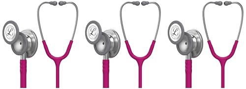 Image of 3M Littmann Classic III Monitoring Stethoscope, 5648, More Than 2X as Loud, Weighs Less, Stainless Steel Chestpiece, 27 inch Raspberry Tube (Pack of 3)