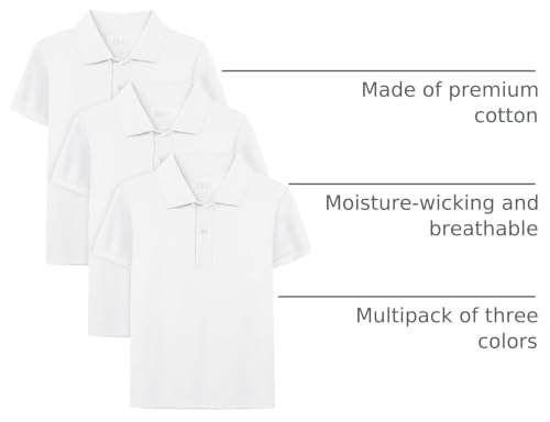 Image of OHD 3 Pack School Uniform for Boys Polo Shirt Cotton Uniform Shirts for Boys Kids School Clothes 3-14 Years