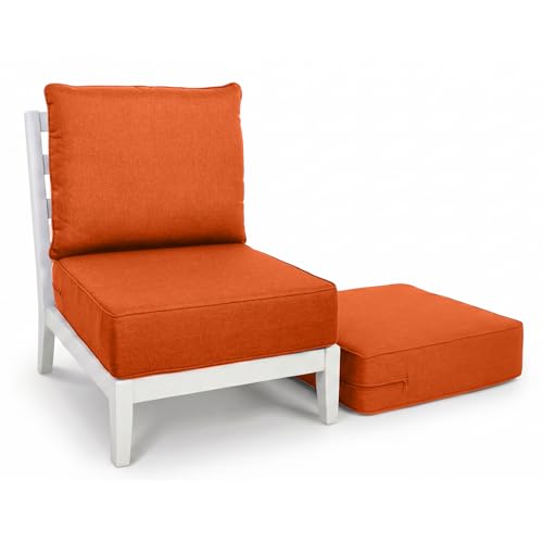 Image of Outdoor Seat Cushion Set-24 x 24 x 6 Inch Outdoor Chair Cushions Set of 2 with Water Resistant & Removable Cover Outdoor Cushions for Patio Furniture Chair Sofa Couch-Orange