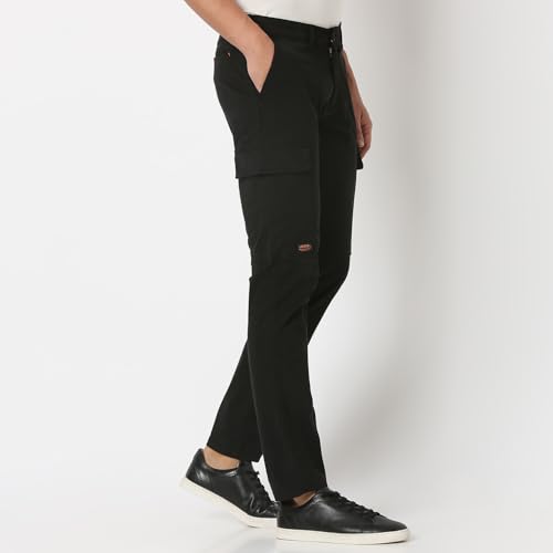 Image of Spykar Men's Regular Fit Mid Rise Pants
