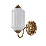 Vintage Brass Wall Sconce Light Fixture with Milk White Glass Shade, Retro Glass Wall Lamp, Indoor Wall Light for Bedroom, Living Room, Hallway