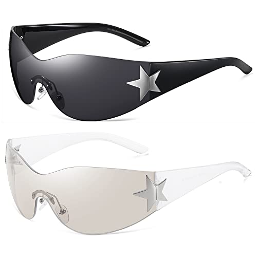 Eiuizah Y2k Sunglasses for Women Men Shield Wrap Around Fashion Sunglasses Trendy...