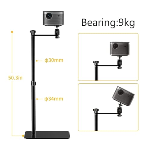 Support métallique de projecteur rotatif robuste et stable noir mat - 4