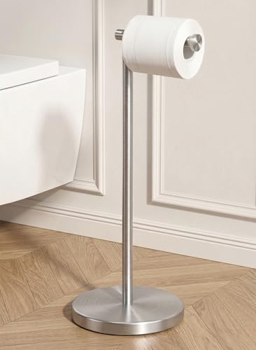 KES Toilet Paper Holder Stand SUS 304 Stainless Steel Rustproof Pedestal Lavatory Tissue Roll Holder Floor Stand Modern Brushed Nickel Finish, BPH283S1-2