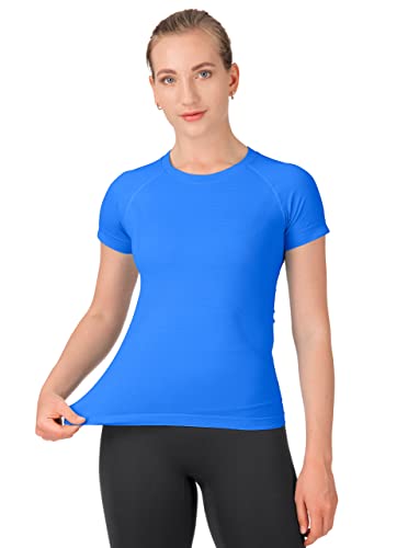 Image of MathCat Seamless Workout Tops for Women Short Sleeve Yoga Running Shirts,Breathable Athletic Compression Shirt Women XS-XL
