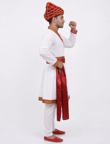 Image of BookMyCostume Marathi Dress for Boys | Traditional Ethnic Maharashtrian Dress for Boys | Angrakha Pyjama, Patka & Pagdi Set | Fancy Dress for Cultural Events, School Functions & Festivals | Adult S-M