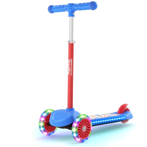 BremToy Roller Kinder 3 Jahre, Kinder Roller mit Leuchtendem Deck und PU-LED-Rädern, 4-Stufig Höhenverstellbarer, Reaktionsschnelles Bremsen, leicht, Kinderroller für von 3–8 Jahren, Rot BremToy Roller Kinder 3 Jahre, Kinder Roller mit Leuchtendem Deck und PU-LED-Rädern, 4-Stufig Höhenverstellbarer, Reaktionsschnelles Bremsen, leicht, Kinderroller für von 3–8 Jahren, Rot